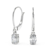 Emmy Oval Cut Double Prong Earrings Leverback - Nivetta